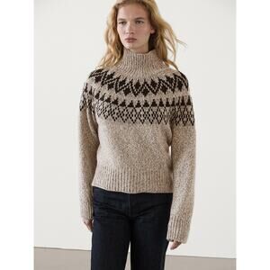 SOLD SOLD Massimo Dutti Fair Isle Beige Marl Sweater Wool Blend Medium